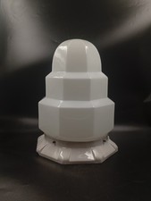 Grand Globe Lampe Plafonnier Art Déco Skyscraper Opaline Verre Blanc Années 1930