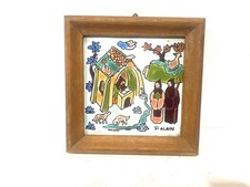 Ancien tableau religieux sur céramique St Alain Wieques