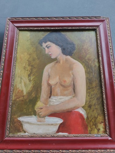 Tableau huile sur isorel - , femme