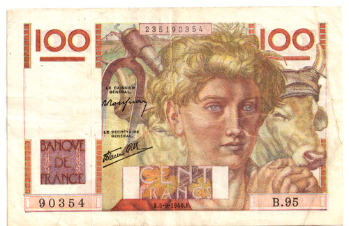 100 francs tres - francs, (5/09/1946)
