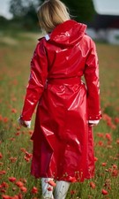 Red Raincoat PVC.  Rubber coat