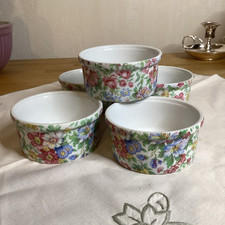 5 Ramequins À Flan Liberty Fleurs Romance Genevieve Lethu 1984