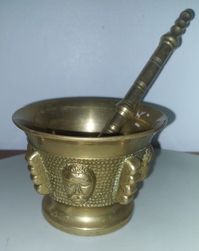 Mortier pilon bronze têtes - mortier,