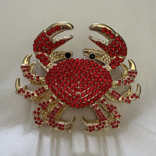 Gold tone red rhinestone - gold,
