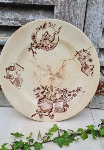 Ancienne assiette plate terre - ancienne,
