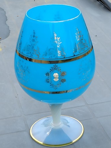Ancien vase coupe opaline bleu - vase/coupe,