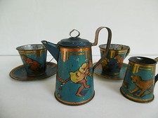 RARE DINETTE ANCIENNE EN TOLE DECOREE DE SINGES - FIN XIXè