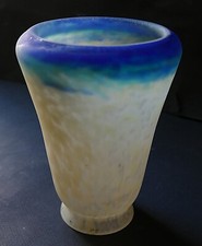 Rare TULIPE EN PÂTE DE VERRE MARMORÉEN Bleu  MULLER frères Art Déco / Nouveau