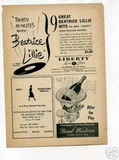 Beatrice Lillie Singer Liberty Record 1940's Original Ad