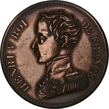 France, Henri V, Module 5 francs, 1830, Bronze, TTB+, Gadoury:649