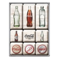 Coca Cola Bouteille Evolution Lot De 9 Mini Réfrigérateur Aimants