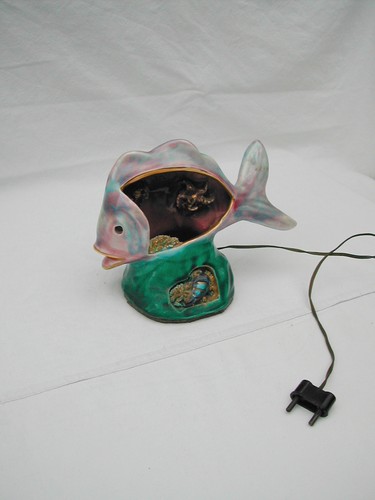 Lampe poisson céramique style - lampe,
