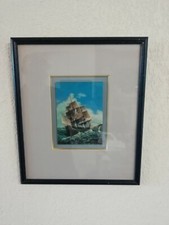 TABLEAU PHOTO BATEAU GALLION VOGUANT EN 3D RELIEF SOUS VERRE 