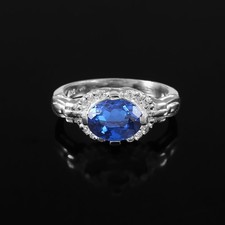 Bague spinelle bleu solide - bleu,