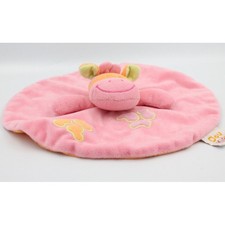Doudou plat rond vache rose