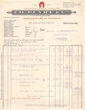 1940 MANUFACTURE DE TOLERIE CH PEYRE A TOULOUSE - M. DE SOUBZDANNE A PAULHAG