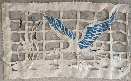 Textile ancien lin - ancien, brodé