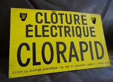 ancienne plaque métal recto verso 20x12,5 Clôture électrique CLORAPID loft indus
