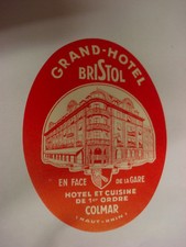 etiquette hotel luggage label GRAND HOTEL BRISTOL Colmar France
