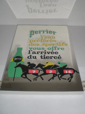 ancienne glace PUBLICITAIRE PERRIER Tiercé PMU 32,5cm x 22cm x 1,7 cm bistrot