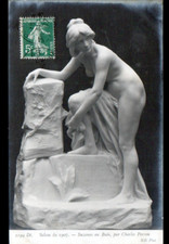 ART SCULPTURE 1907 , Naturisme SUZANNE au BAIN par Charles (Théodore) PERRON