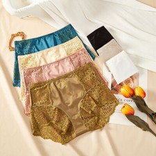 Panties En Dentelle Pour Femmes Shorts Lingerie Silky Satin Haute Taille /