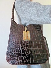 Sac en cuir façon cuir croco LANVIN ,vintage .