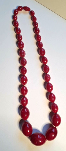 Ancien collier bakélite rouge - collier,