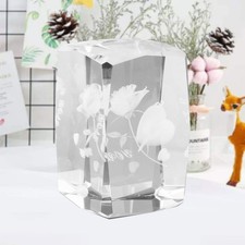  Cristal 3D Rose Fleur Gravé Verre Je T'aime Base Figurine Ornement Cadeau pour