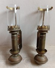 SNCF Lot 2 Lanterne de train Applique murale à Bougie en laiton complète + verre