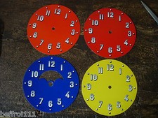 Lot 4 cadrans pendule orange,rouge et bleu LUNE vintage loft,70s design dial