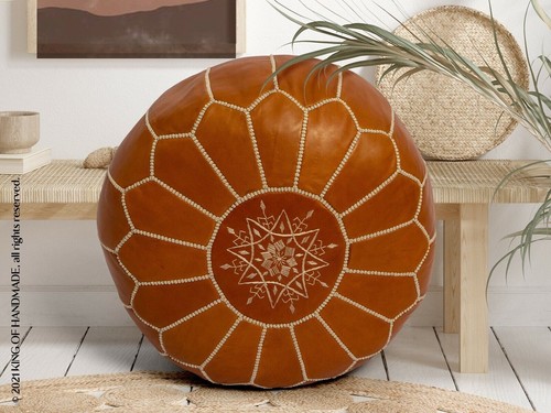 Pouf marocain boho cuir