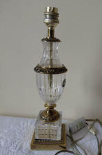 💡 Pied de lampe en cristal et laiton – Cristal d’Albret – hauteur 30 cm