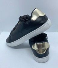 BASKETS FEMME  2 PU (SIMILI CUIR) DOS DORÉ BRILLANT T.40 LACETS PAILLETTES