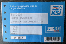 Billet Match International Islande - ALLEMAGNE, 06.09.2003, Qualification EM