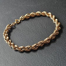 Bracelet maille cordage torsadé plaqué or vintage bijou ancien longueur 18 cm