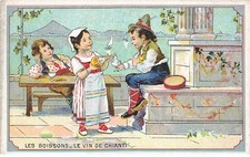 CHROMOS AG#MK1016 LES BOISSONS LE VIN DE CHIANTI CHICOREE ALPHONSE LEROUX A OR