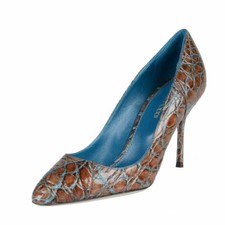 Sergio Rossi Women's Croc Skin High Heel Pumps Shoes 5 5.5 6.5