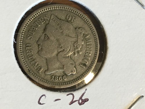 1866 cent nickel three - nickel, three-cent