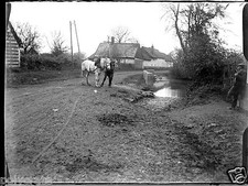 Deux chevaux chemin homme négatif photo verre photo - an. 1910 20