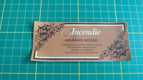 Billet incendie seul pièce