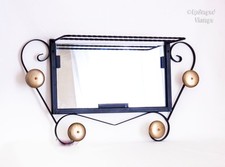 Porte-manteau Hall avec étagère chapeau et miroir noir doré années 50 Atomic FRANÇAIS vintage