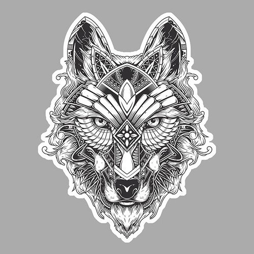 Tete chien loup biker - de,