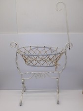 -ANCIEN LIT de POUPEE BERCEAU CROSSE SUPPORT VOILAGE METAL PEINT JUS GRENIER  D