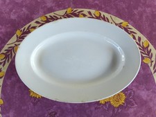 Plat Ovale Blanc ancien Terre de Fer Faience Saint Amand et Hamage 35,5cm 940Grs