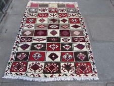 Vintage Traditionnel Main Fabriqué Oriental Rouge Beige Marron Laine Gabbe Tapis