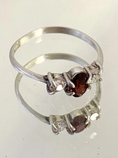 Bague Argent Massif Pierre Rouge Et Brillants Grenat Poinçons Taille 54