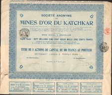 Titre 5 actions: Mines d'OR du