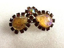 BROCHE TYPE "MURANO"/ VERRE SOUFFLE/ METAL DORE/ ANNEES 1920/1930