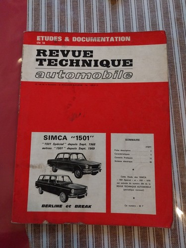 Revue technique simca 1501 - technique,
